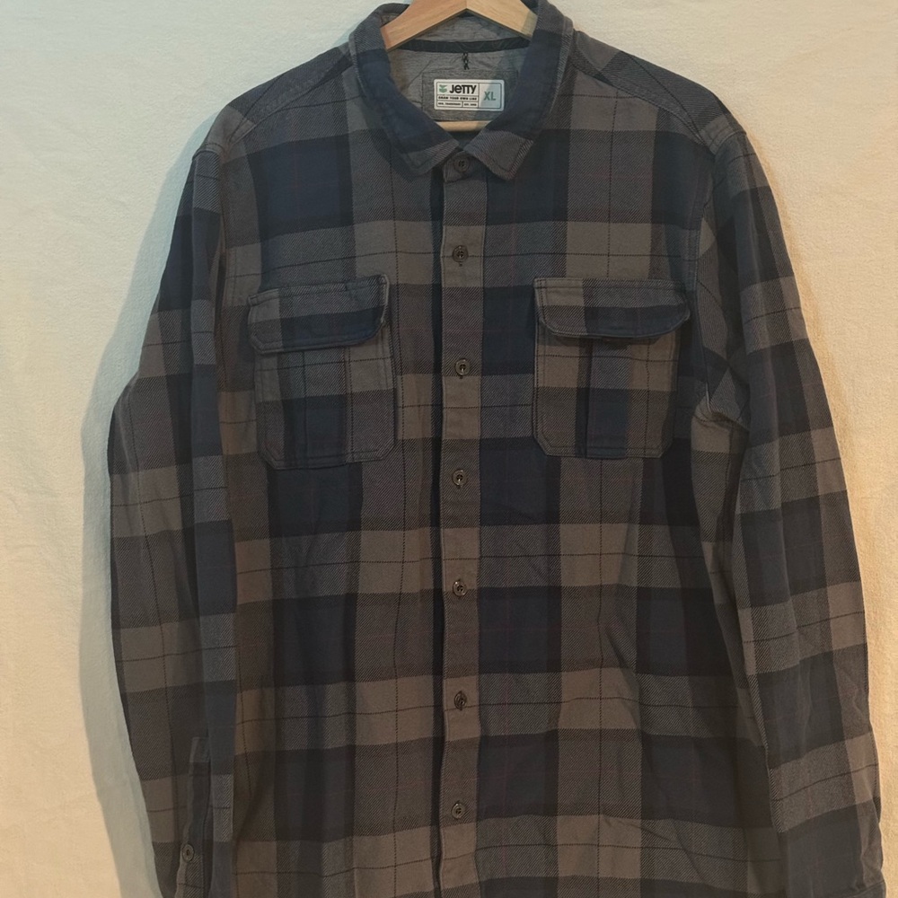 JOTY Men's Casual Plaid Button Down Shirt - Navy and Charcoal